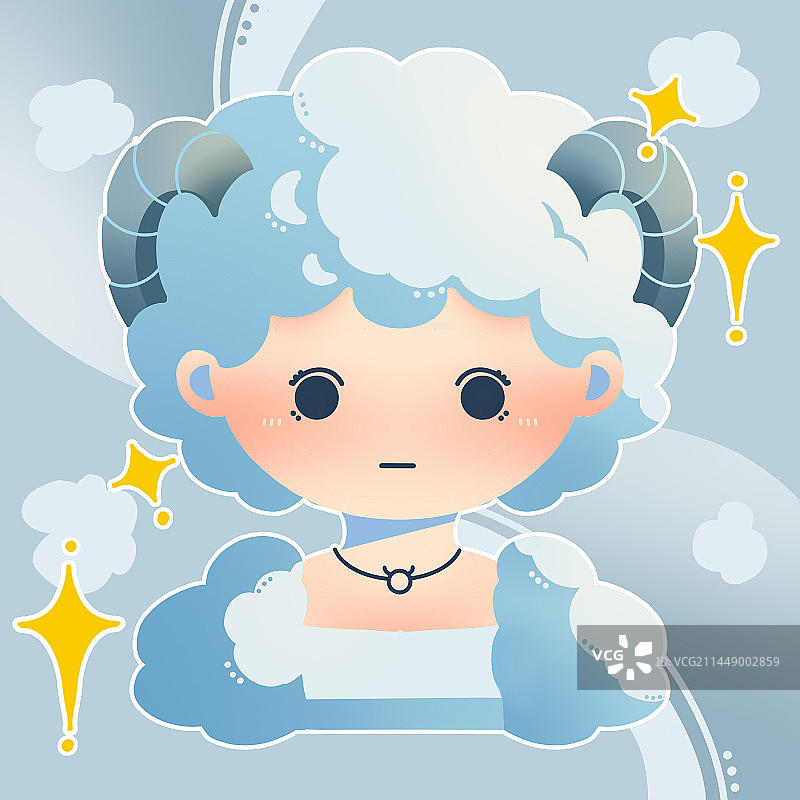 白羊座可爱人像插画图片素材