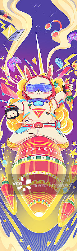 潮流风格探索兔插画图片素材