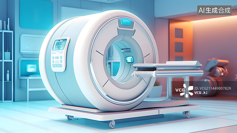 【AI数字艺术】医院核磁共振设备三维立体图片素材