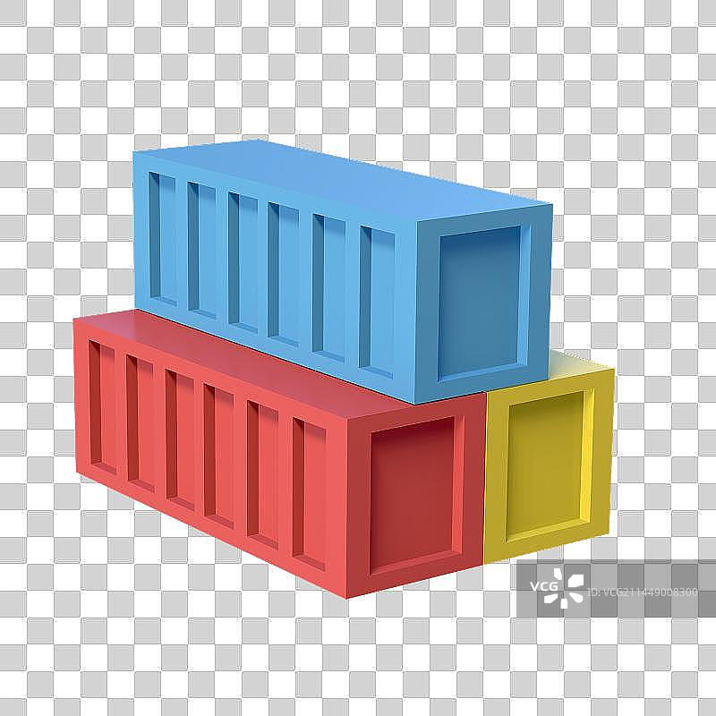 集装箱3D插画元素图片素材