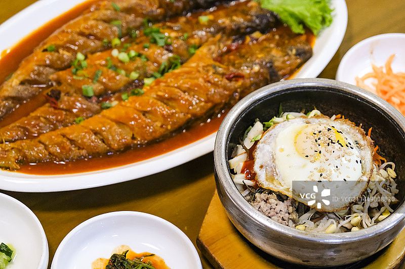 中国吉林省延吉市东方水上市场早市特色美食图片素材