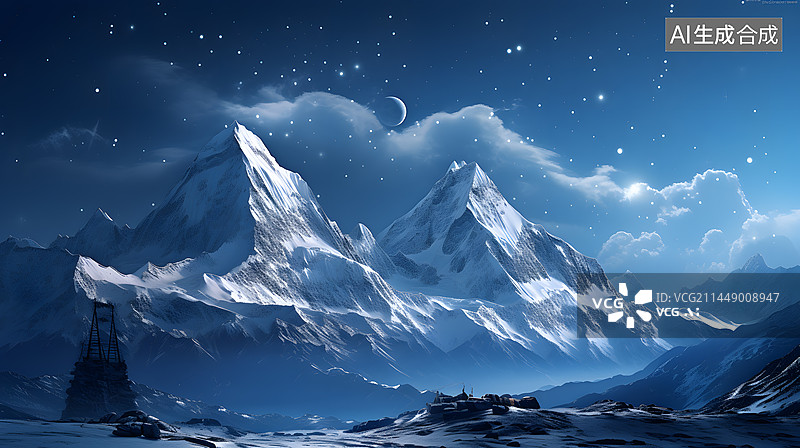 【AI数字艺术】雪山唯美风光景色图片素材