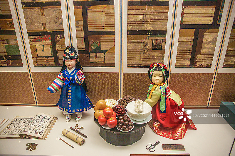 亚洲东亚韩国首尔国立民俗博物馆内部图片素材