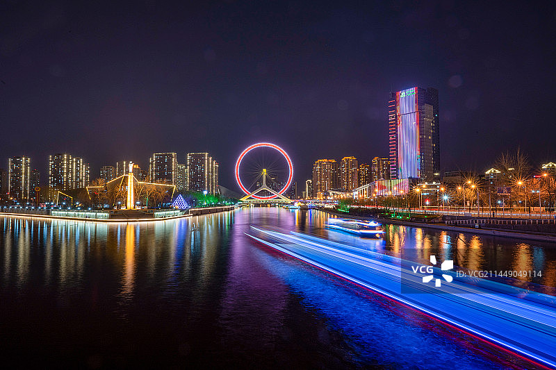 天津之眼夜景图片素材
