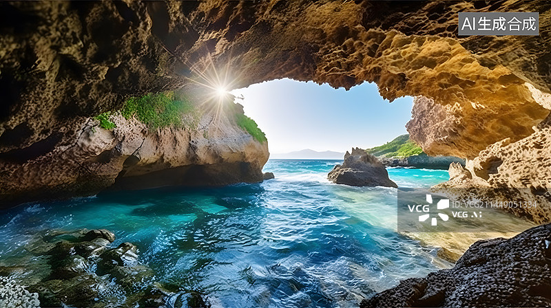 【AI数字艺术】海边溶洞图片素材