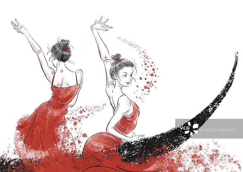 拉丁舞女孩插画图片素材