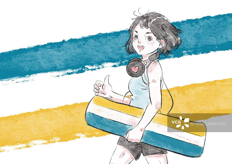 可爱滑板少女图片素材