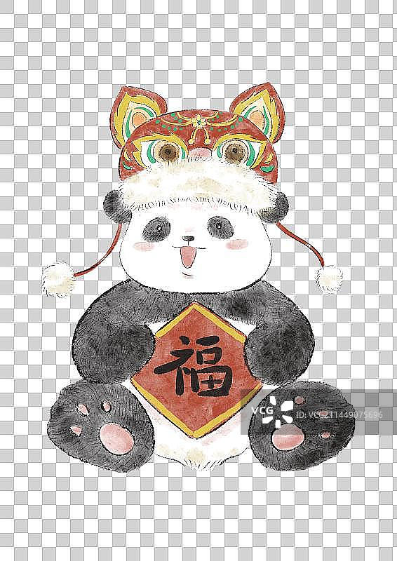 可爱熊猫春节年俗插画元素图片素材