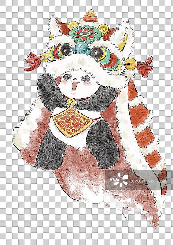 可爱熊猫春节年俗插画元素图片素材
