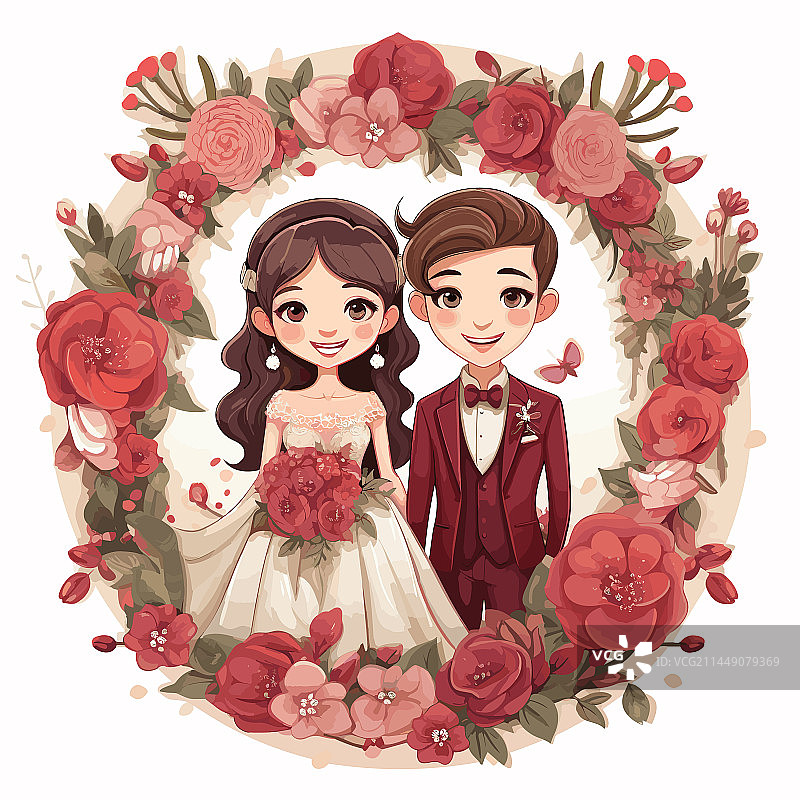 手绘漫画婚礼涂鸦风格图片素材