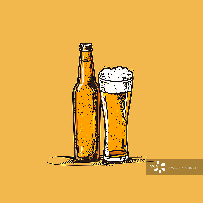 手绘漫画啤酒涂鸦图片素材