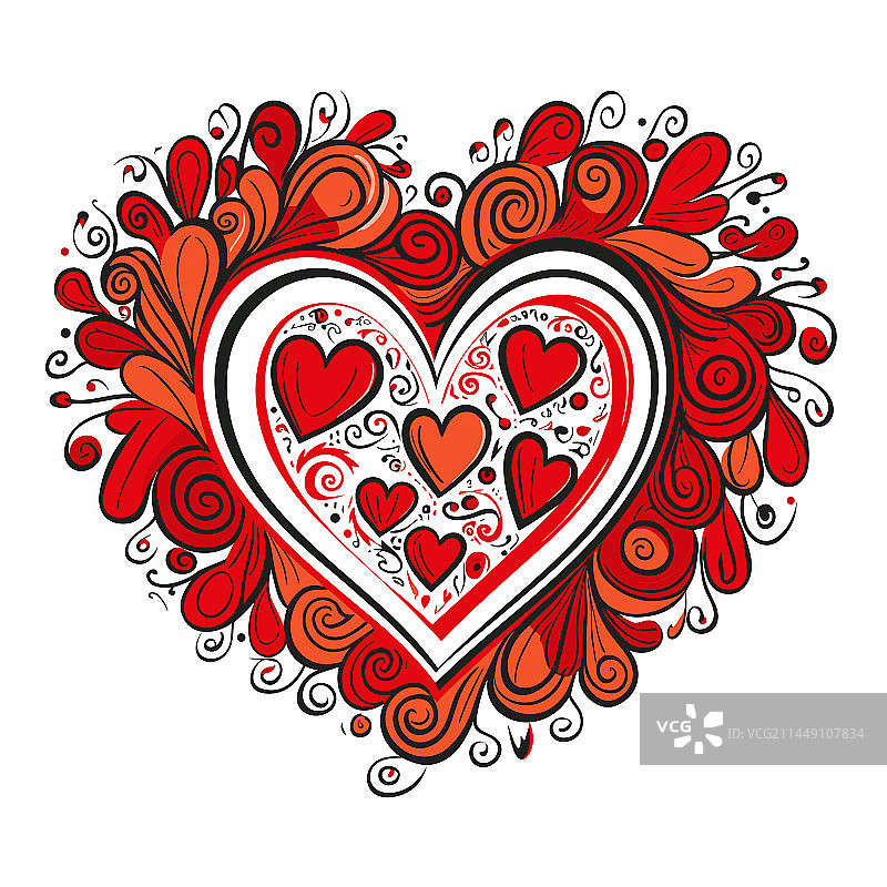 手绘漫画心形涂鸦风格卡通图片素材