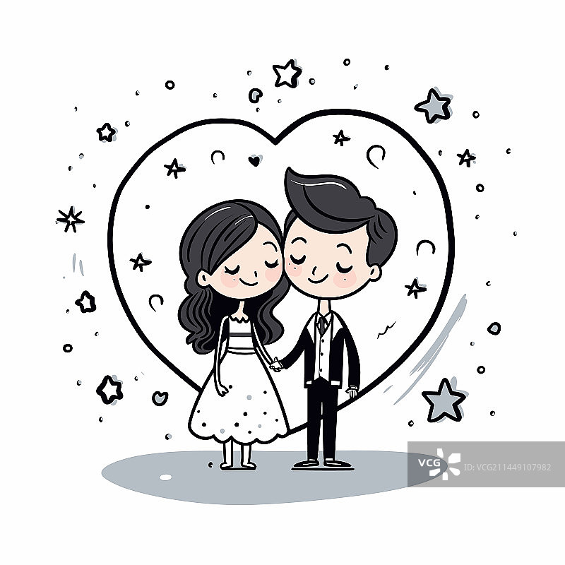 手绘漫画婚礼涂鸦风格图片素材