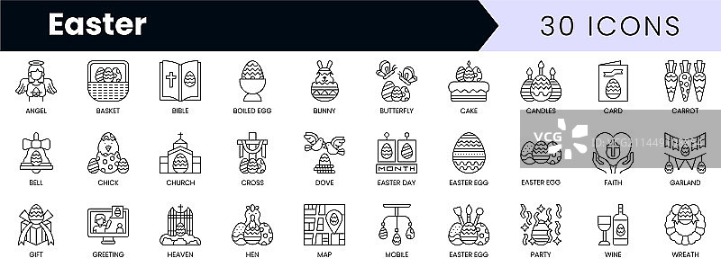 极简主义复活节图标轮廓图片素材