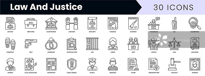 一组极简法律线性图标图片素材