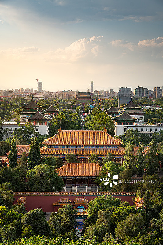 北京景山公园鸟瞰北京城图片素材