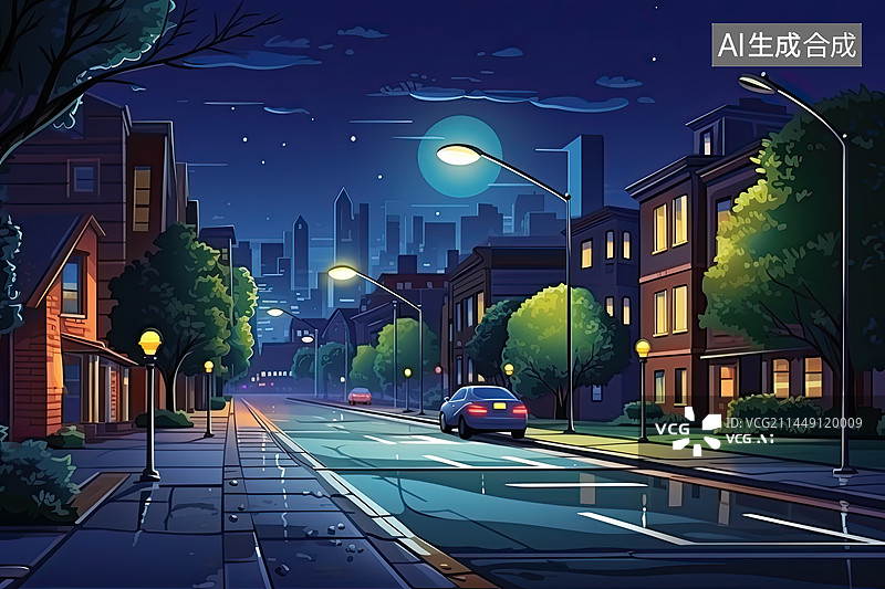 【AI数字艺术】夜晚的城市图片素材