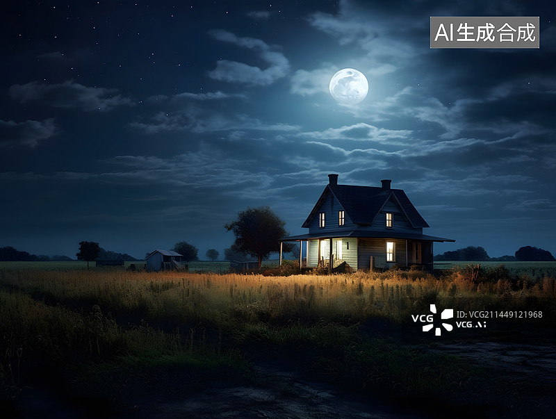 【AI数字艺术】月是故乡明图片素材