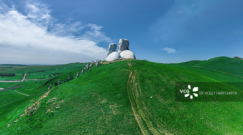 霍林郭勒市可汗山草原夏日风光（航拍）图片素材