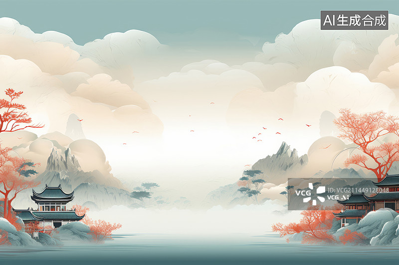 【AI数字艺术】国风古典风格传统节日海报背景图图片素材