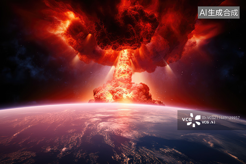 【AI数字艺术】户外环境中的核爆炸,原子爆炸,核灾难背景图片素材