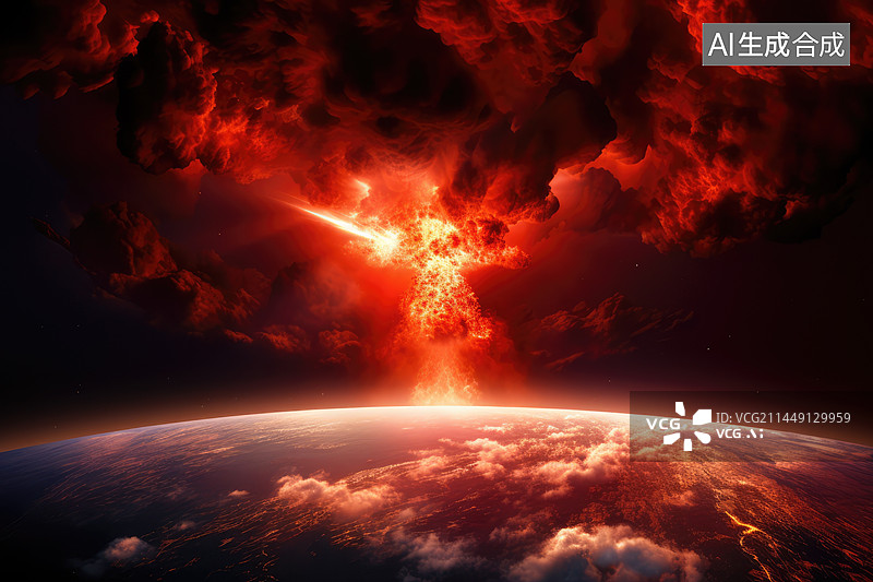 【AI数字艺术】户外环境中的核爆炸,原子爆炸,核灾难背景图片素材