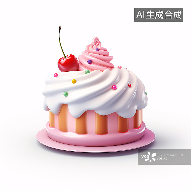 【AI数字艺术】生日快乐祝福送礼纪念日周年庆生日蛋糕3D渲染图片素材