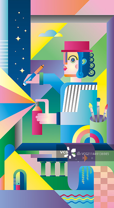 一位艺术家在画画概念插画壁纸图片素材