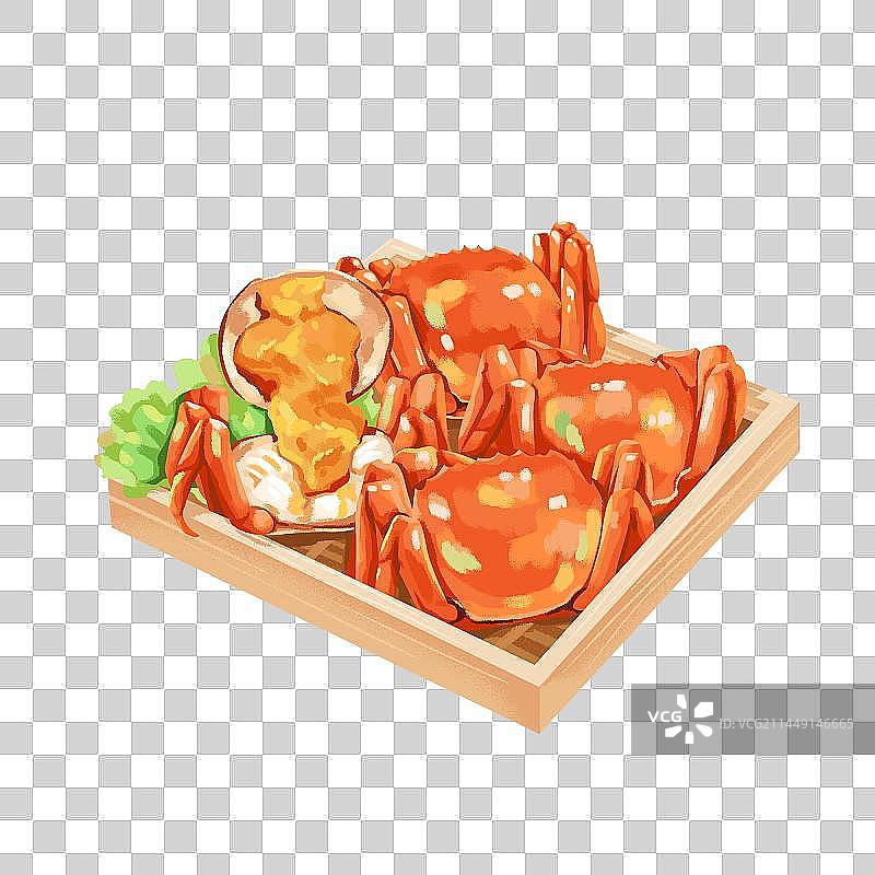 手绘肥美大闸蟹素材图片素材