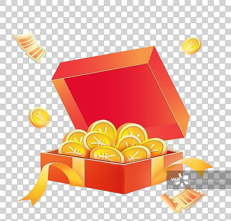互联网金融商业促销活动礼盒优惠券金币元素图片素材