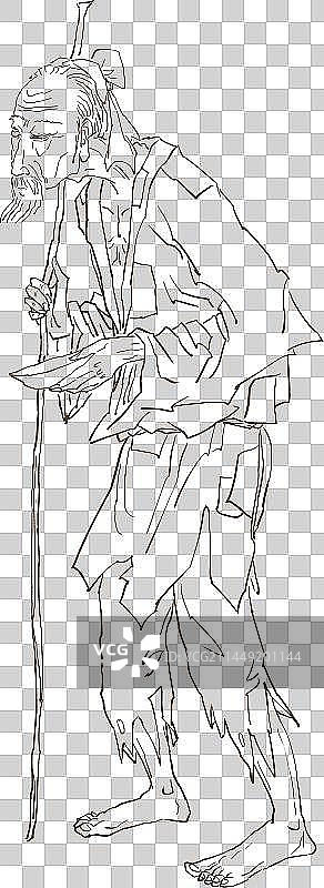 年老的乞丐流民图古代人物元素图片素材