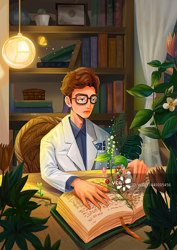 中医查阅书籍图片素材