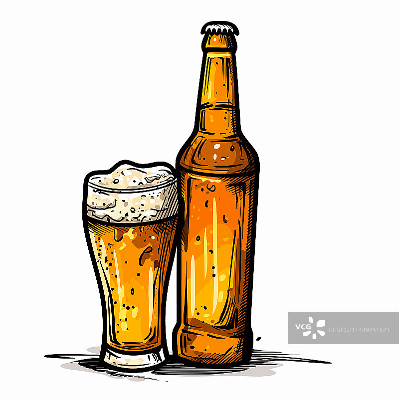 手绘漫画啤酒涂鸦图片素材