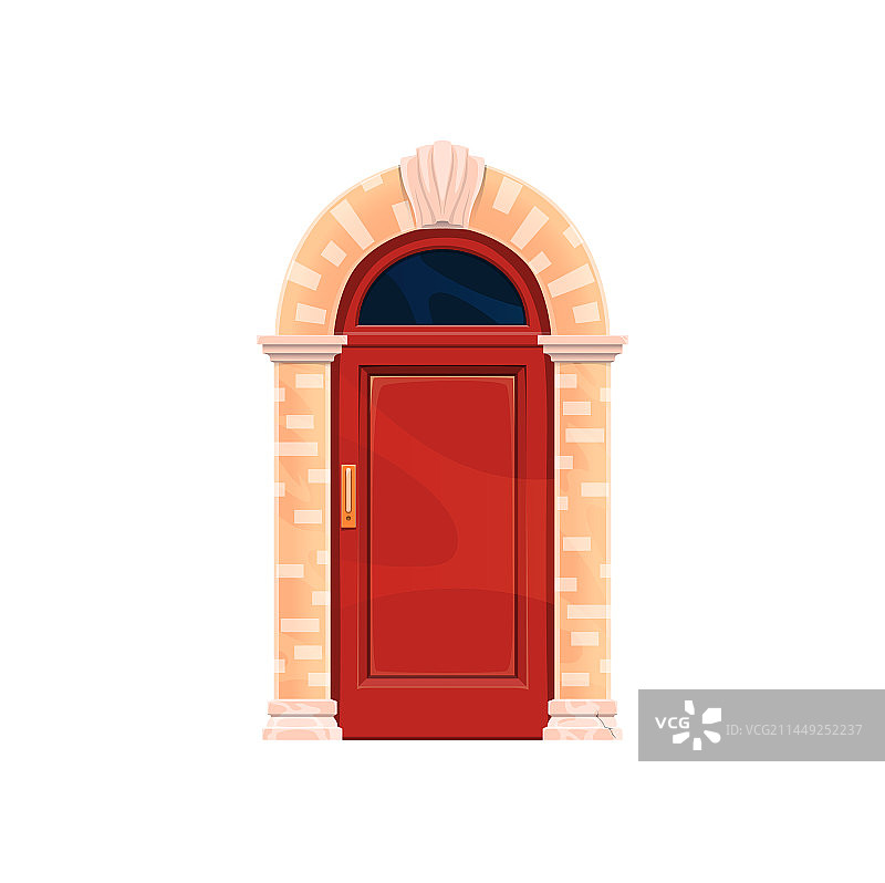 带石头门廊拱形房屋入口的前门图片素材