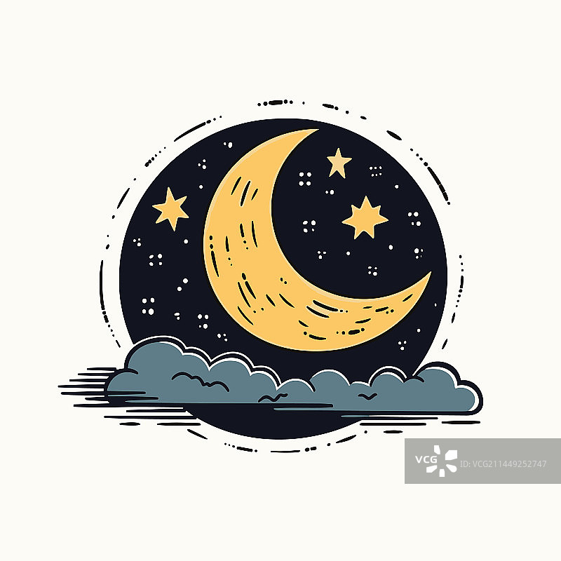 手绘卡通月亮涂鸦图片素材