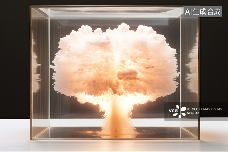 【AI数字艺术】玻璃盒中的核爆图片素材