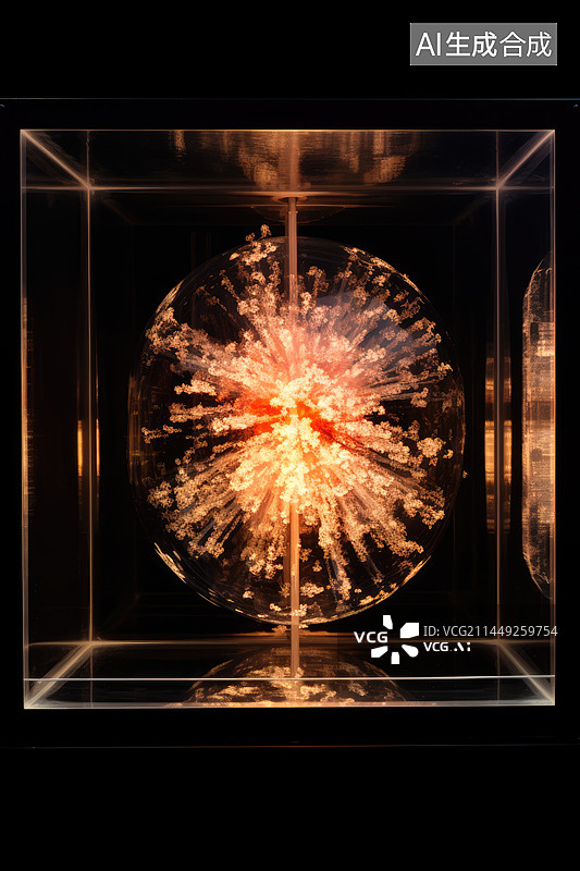 【AI数字艺术】玻璃盒中的核爆图片素材