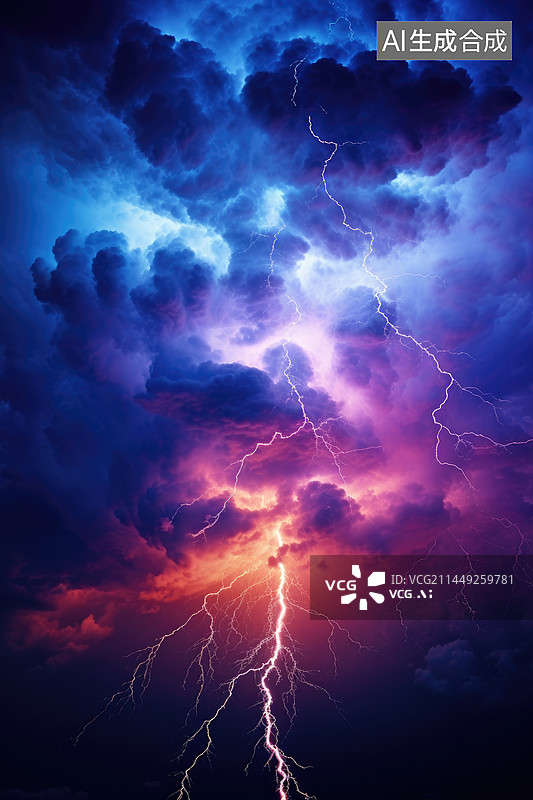 【AI数字艺术】高空积云中的雷暴图片素材