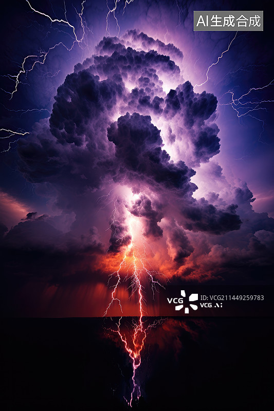 【AI数字艺术】高空积云中的雷暴图片素材