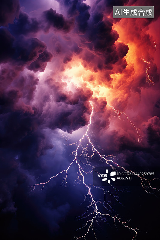 【AI数字艺术】高空积云中的雷暴图片素材