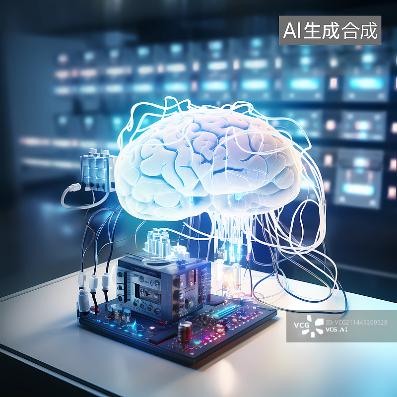 【AI数字艺术】脑机接口概念图图片素材