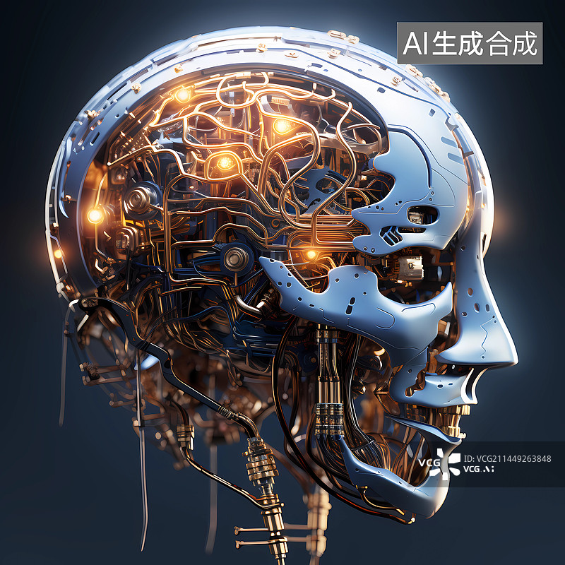 【AI数字艺术】脑机接口概念图图片素材
