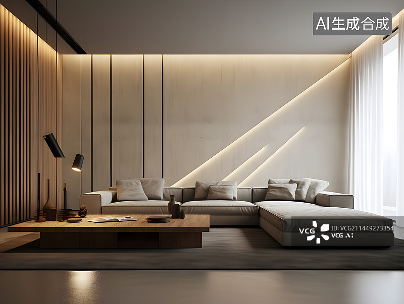 【AI数字艺术】客厅样板房图片素材