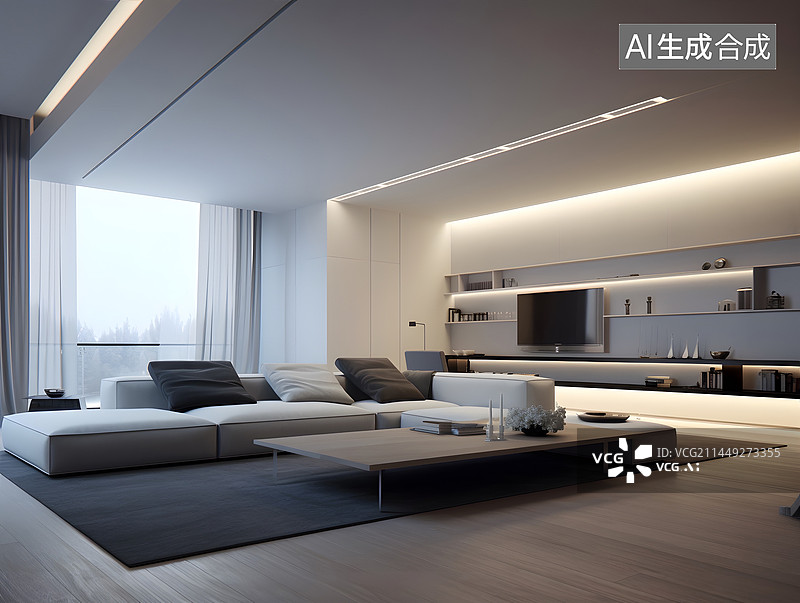 【AI数字艺术】客厅样板房图片素材