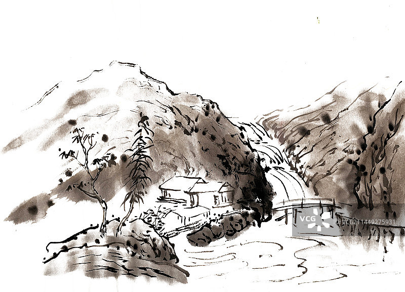 山中的瀑布图片素材