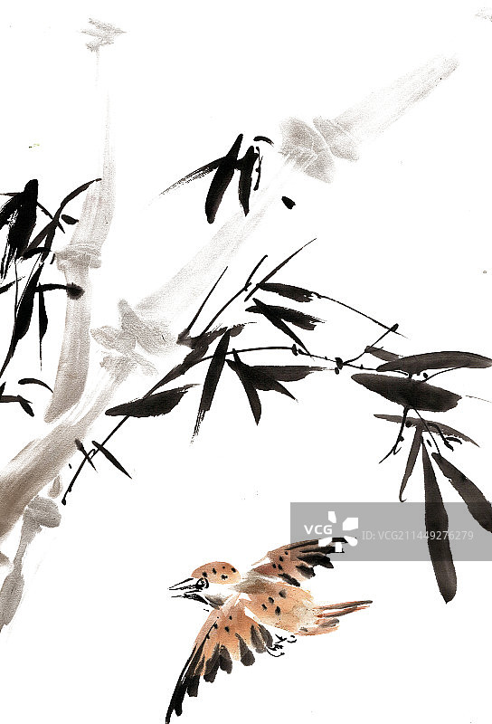 竹子与麻雀图片素材