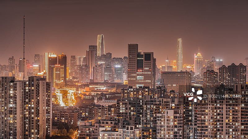 天津城区夜景图片素材