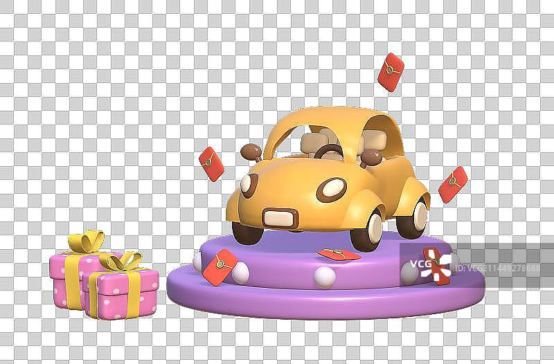 汽车促销展示3D插画元素图片素材