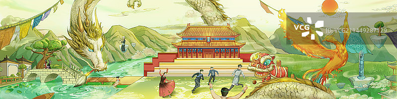 传统国风民族喜庆插画图片素材