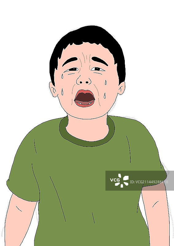 插画：哭泣的男孩图片素材